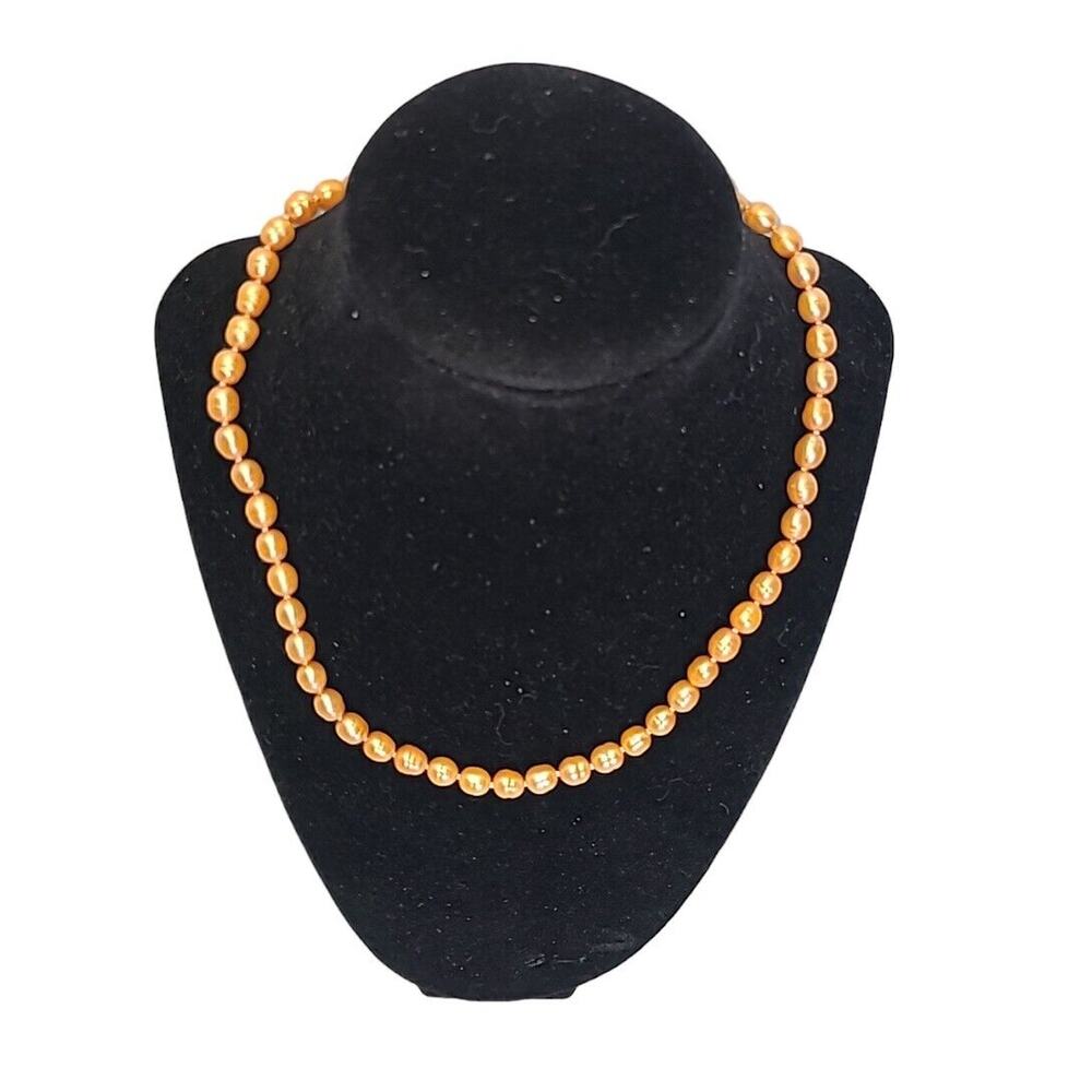 Vintage Golden Baroque Pearl Single Strand Necklace‎ 16"